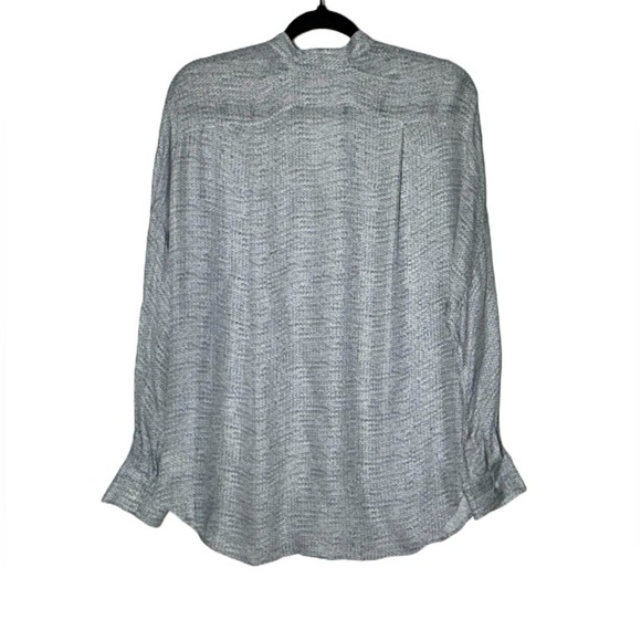 Vince Silk Gray Cable Knit Patterned Off-Shoulder Pullover Blouse with V-Neck, M - Picture 3 of 12